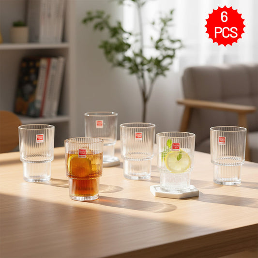 6 قطع من أكواب الشرب الكريستالية المضلعة – 470 مل