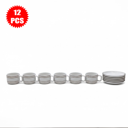 طقم فناجين وصحون قهوة سيراميك 12 قطعة