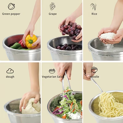 طقم مصفاة ووعاء ستانلس ستيل