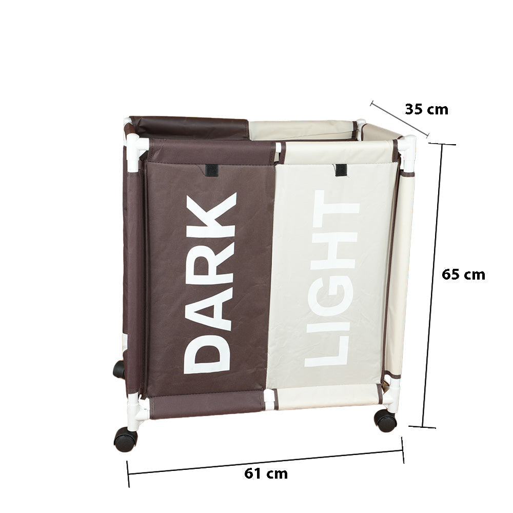 سلة غسيل مكونة من حجرتين مع غطاء