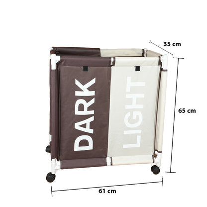 سلة غسيل مكونة من حجرتين مع غطاء