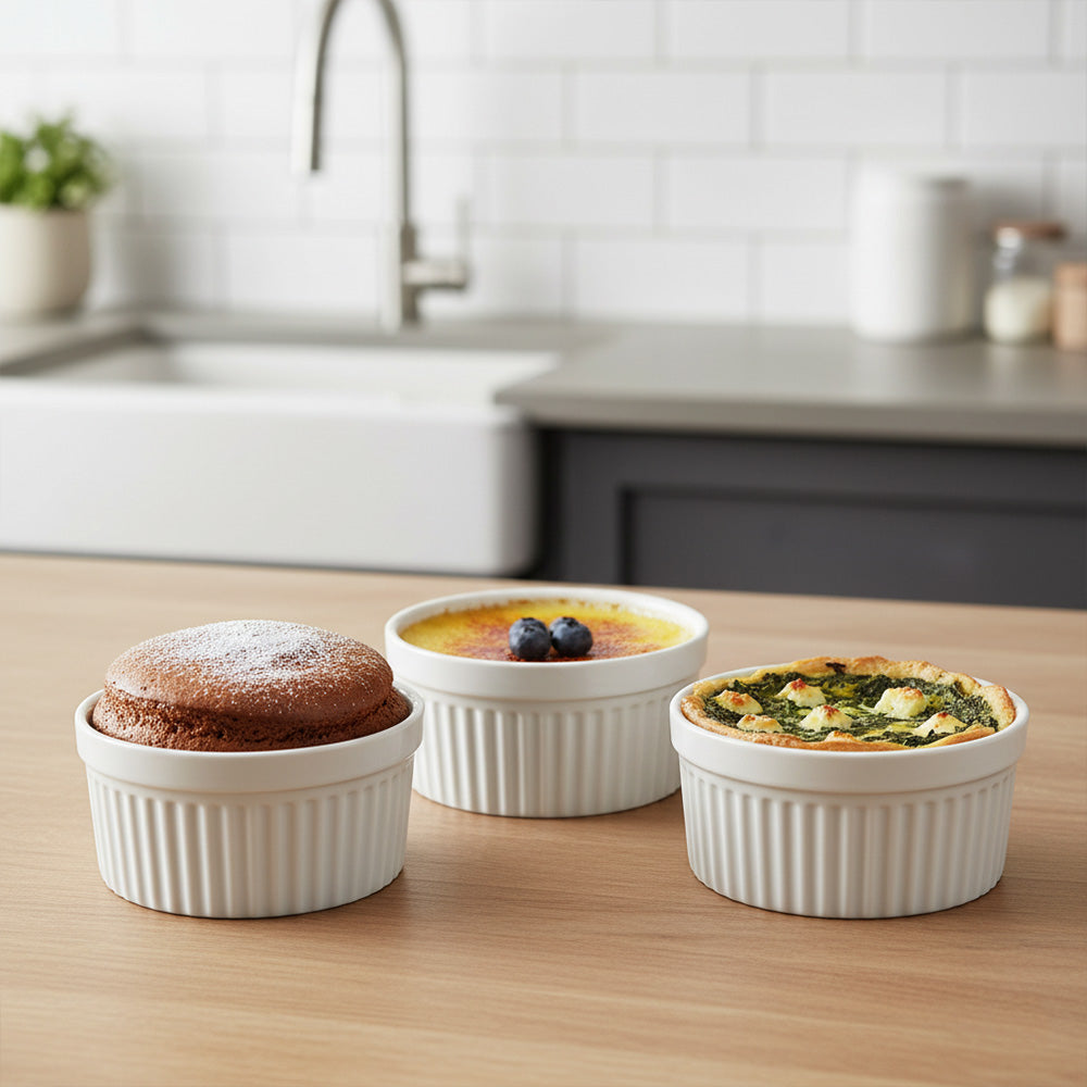 طبق كيك أبيض رامكين