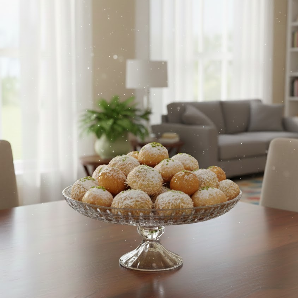 طبق تقديم زجاجي فاخر على قاعدة