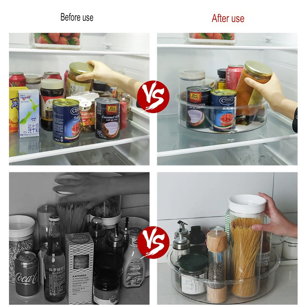 صينية تنظيم شفافة دوارة 360 درجة