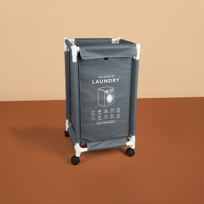 سلة غسيل ذات حجرة واحدة مع غطاء، المقاس: ارتفاع 65 × عرض 35 × طول 35