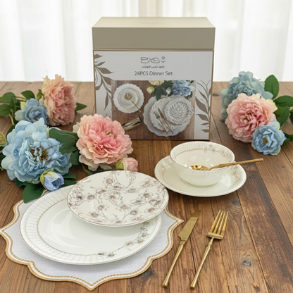 طقم أطباق مائدة فاخر 24 قطعة