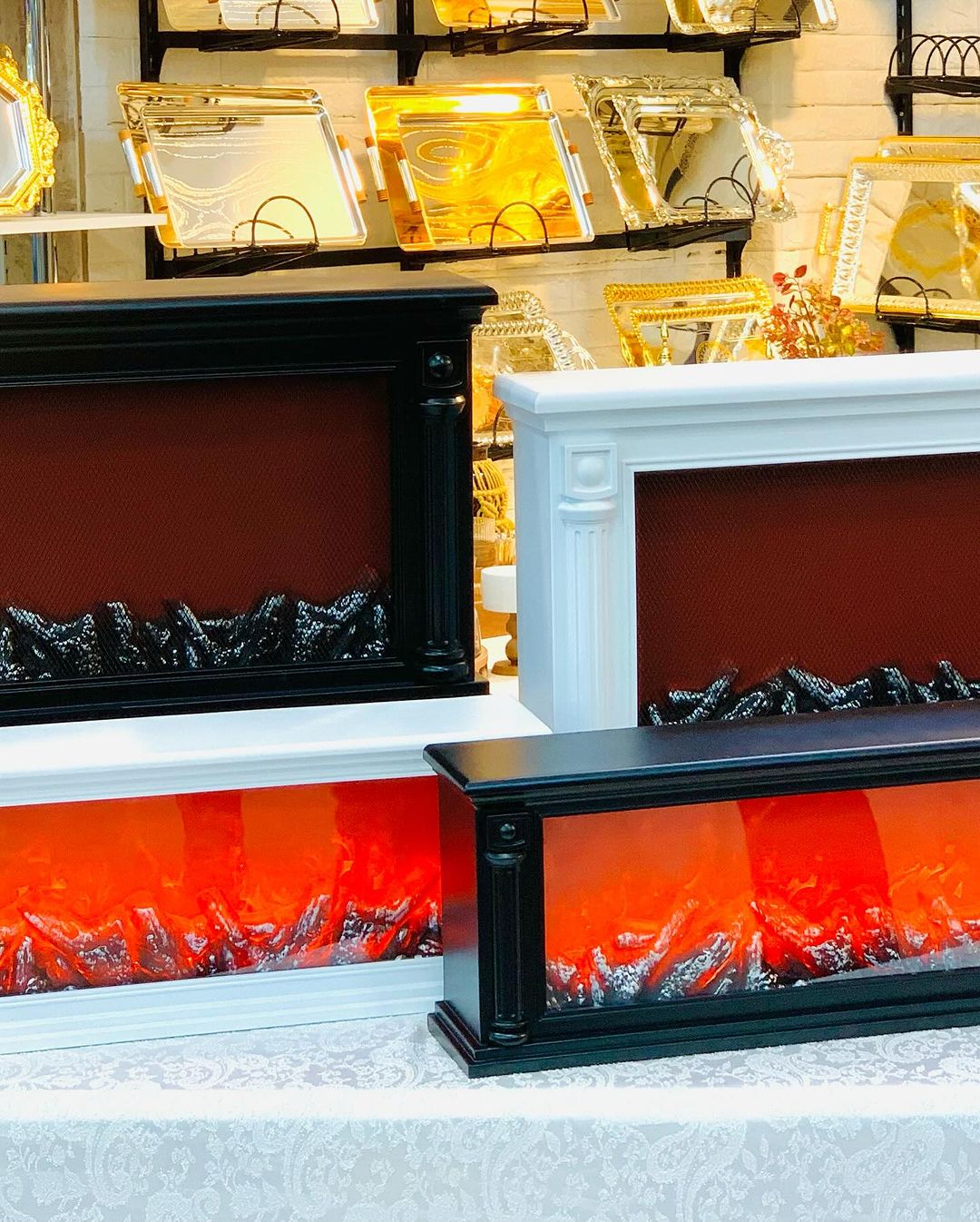 مدفأة ‏بالإضاءة على شكل لهب الحطب‏ للديكور