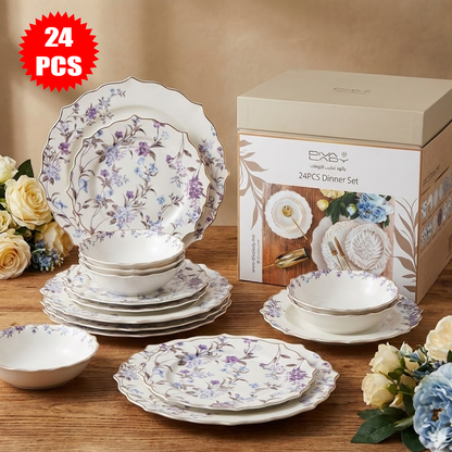 طقم أطباق مائدة فاخر 24 قطعة