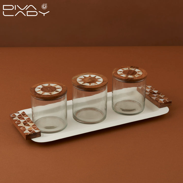 Tray with 3 jars