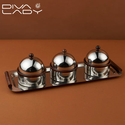 طقم تقديم استيل 4 قطع