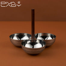 وعاء ثلاثى حامل خشبى