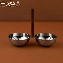 وعاء مزدوج حامل خشبى