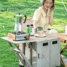 عربة مع طاولة تخييم قابلة للطي