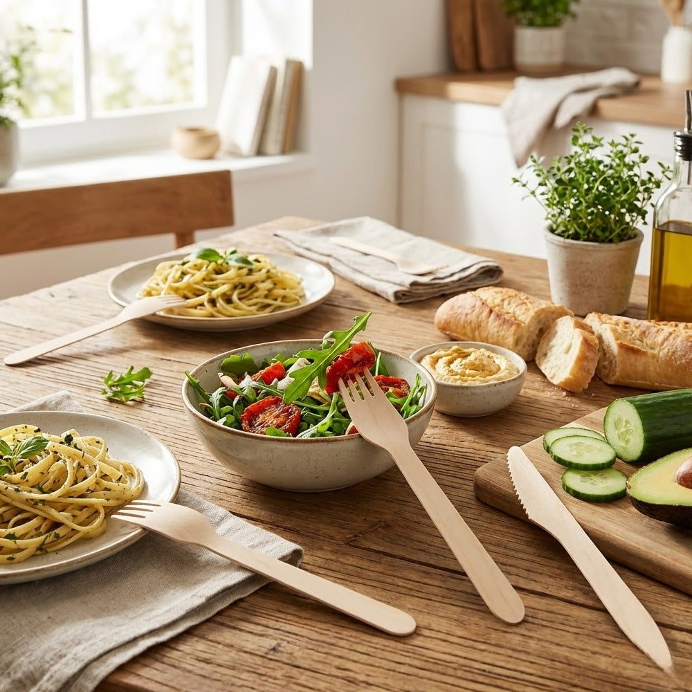 شوك خشبية للاستخدام مرة واحدة - 100 قطعة