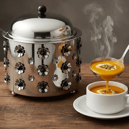 وعاء شوربة معدني بزخارف