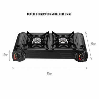 ‏محول غاز مزدوج مع قاعدة شواء للتخييم‏