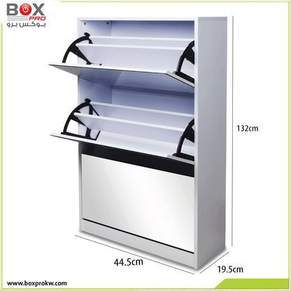 خزانة أحذية مع مرآة 3 طبقات