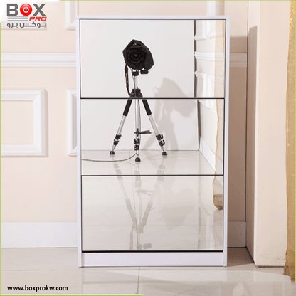 خزانة أحذية مع مرآة 3 طبقات