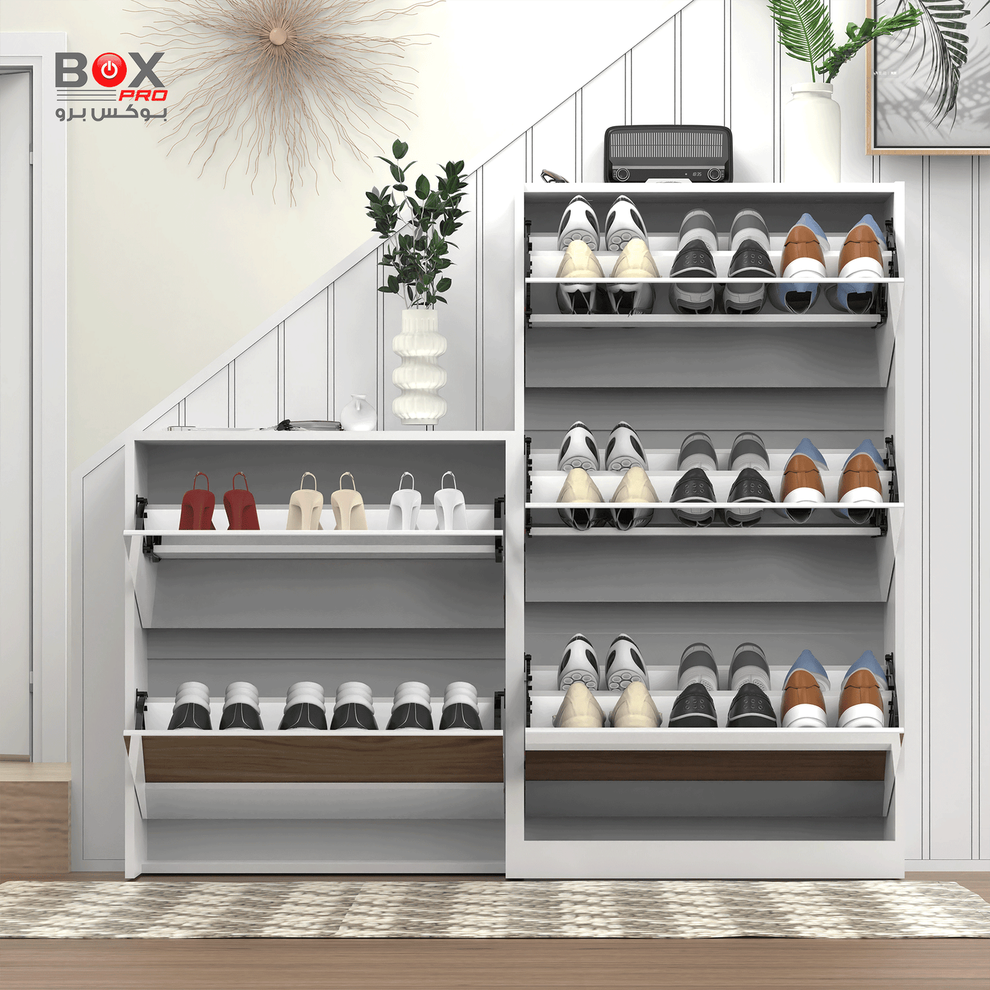 خزانة أحذية مع مرآة طولية