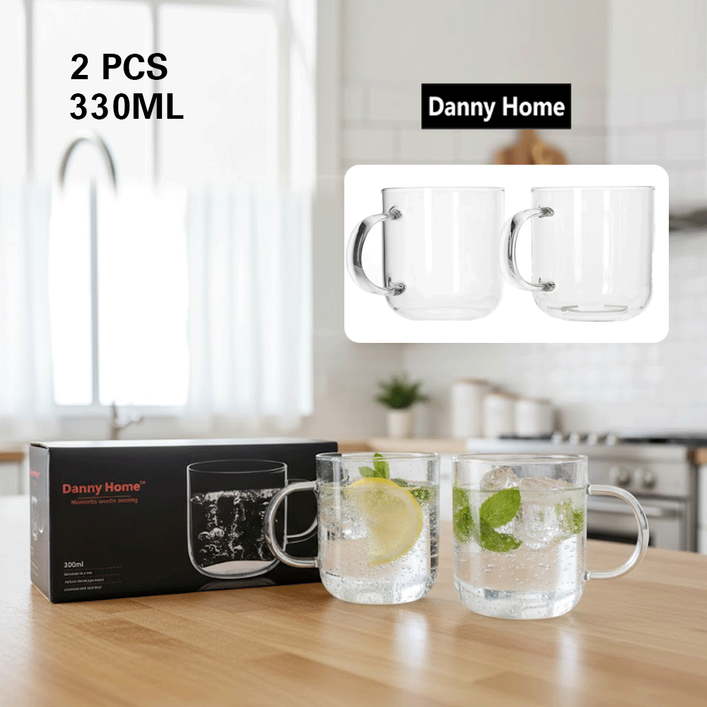 كوب مج زجاجي 2 قطعة 330 مل