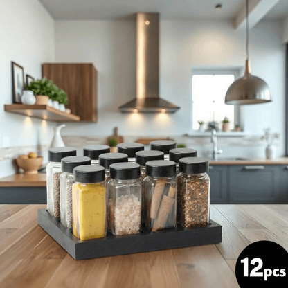 مجموعة توابل زجاجية 12 قطعة
