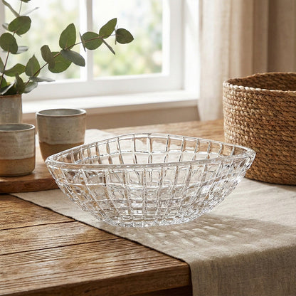 وعاء تقديم زجاجي مقطوع بالكريستال