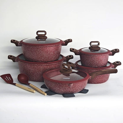 مجموعة أواني طهي جرانيتية غير لاصقة 15 قطعة