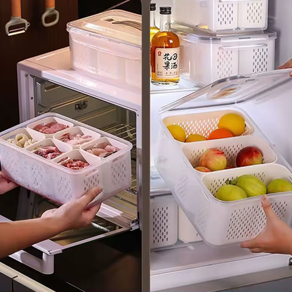 علبة حفظ وتنظيم الخضار مع سلة تصريف