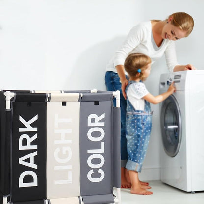 سلة غسيل بثلاثة أقسام