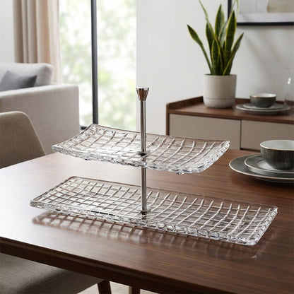 حامل تقديم زجاجي راقي بطبقتين 41.5 سم