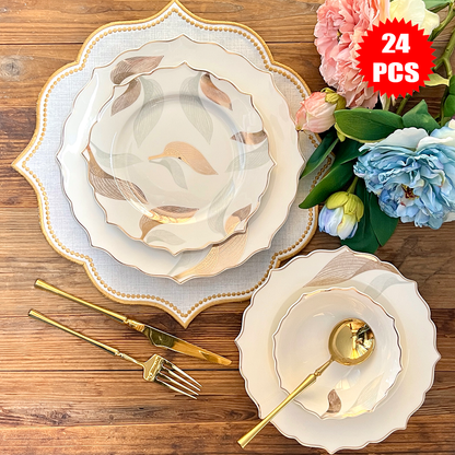 طقم أطباق مائدة فاخر 24 قطعة