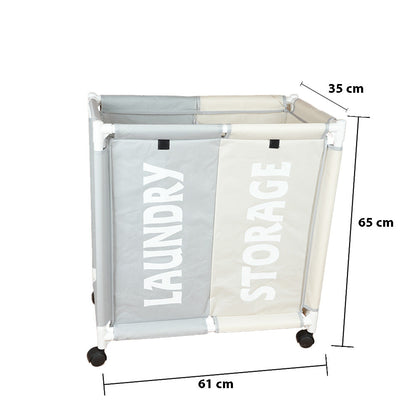 سلة غسيل مكونة من حجرتين مع غطاء