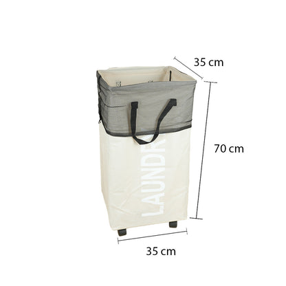 سلة غسيل قابلة للطي مع مقبض وعجلات، موديل: 3