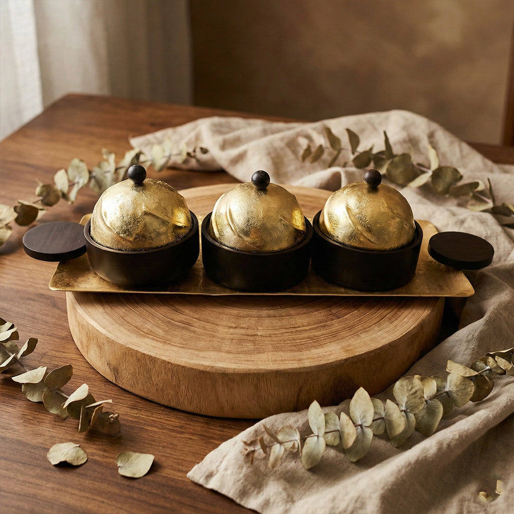 صينية تقديم مستطيلة مع 3 اوعية Alkuwaity Al Awal الكويتي الأول