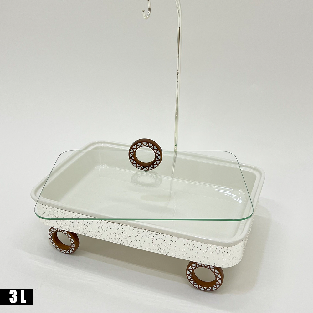 سخان طعام مع غطاء زجاجي علوي سعة 3 لتر