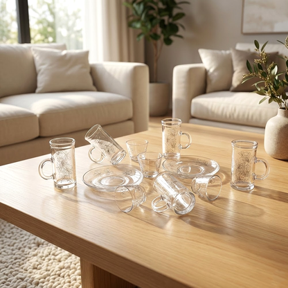 طقم استكانة وفنجان 18قطعة Diva Lady