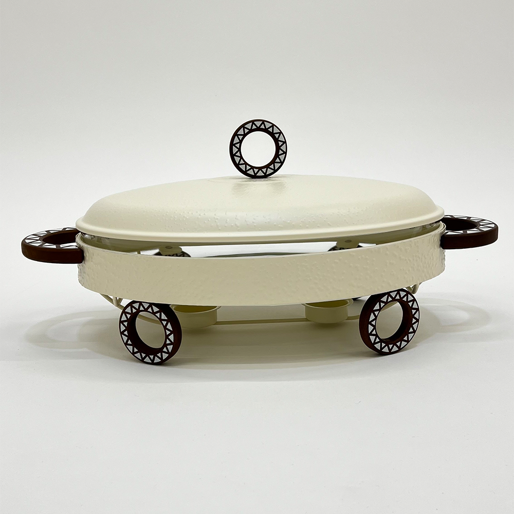 سخان طعام معدني مع طبق زجاجي 3 لتر