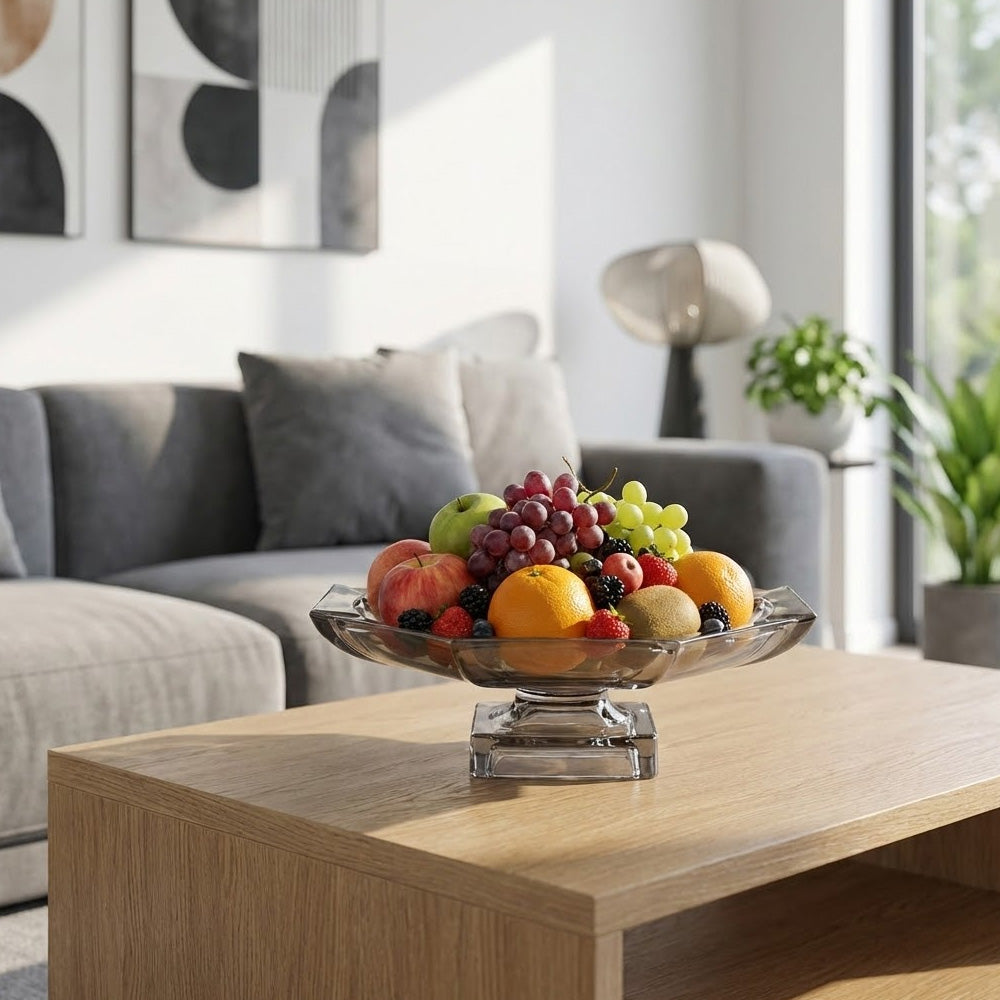 وعاء فاكهة عصري من الكريستال على قاعدة - 30 سم