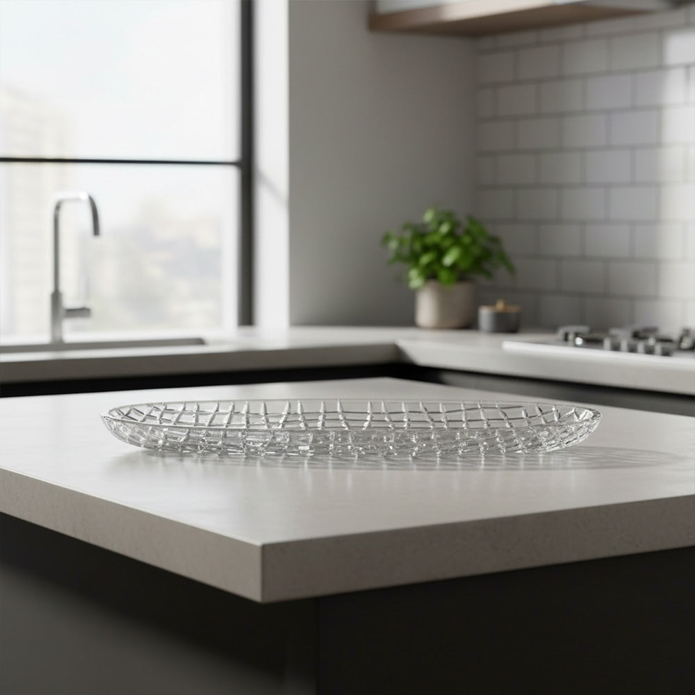 صينية تقديم زجاجية كريستال 50.5 سم