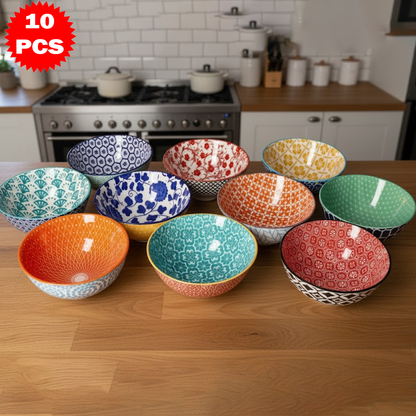 طقم أطباق تقديم ملونة