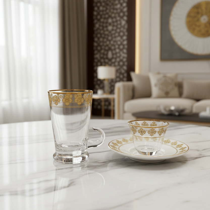 طقم استكانة وفنجان 18قطعة