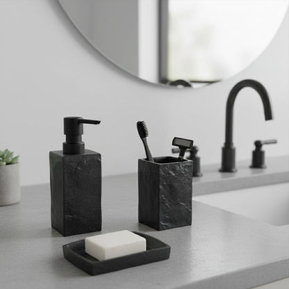 مجموعة إكسسوارات الحمام المزخرفة بالحجر