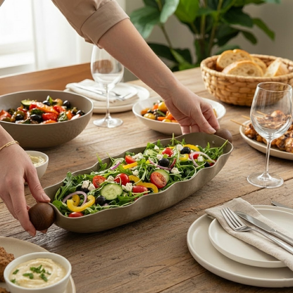 صينية تقديم بيضاوية كبيرة