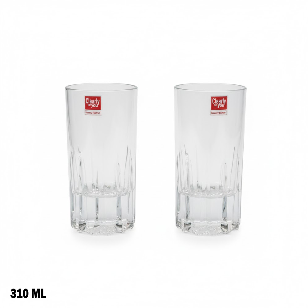 طقم كاسات زجاجية شفافة 2 قطعة