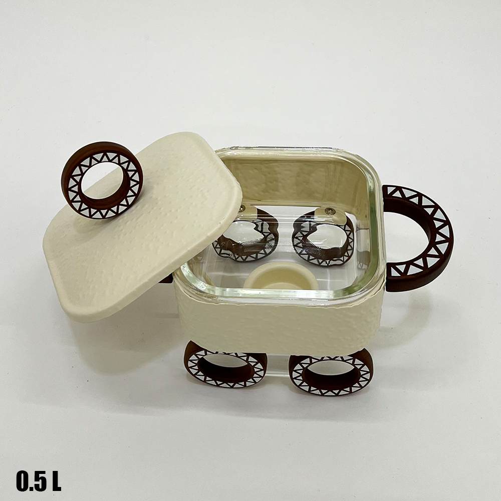 سخان طعام زجاجي مربع صغير 0.5 لتر