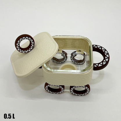 سخان طعام زجاجي مربع صغير 0.5 لتر