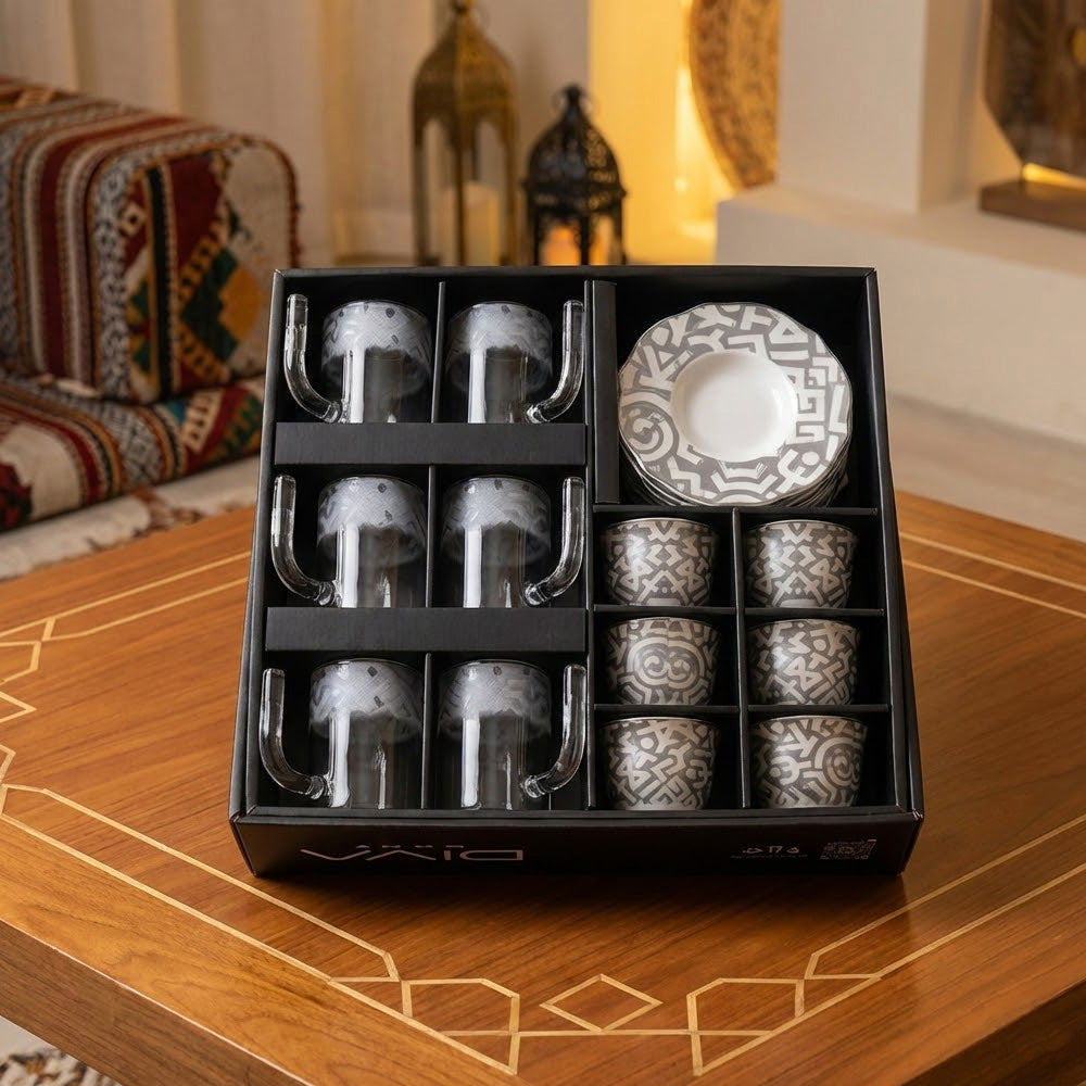 طقم استكانة وفنجان 18 قطعة Alkuwaity Al Awal الكويتي الأول