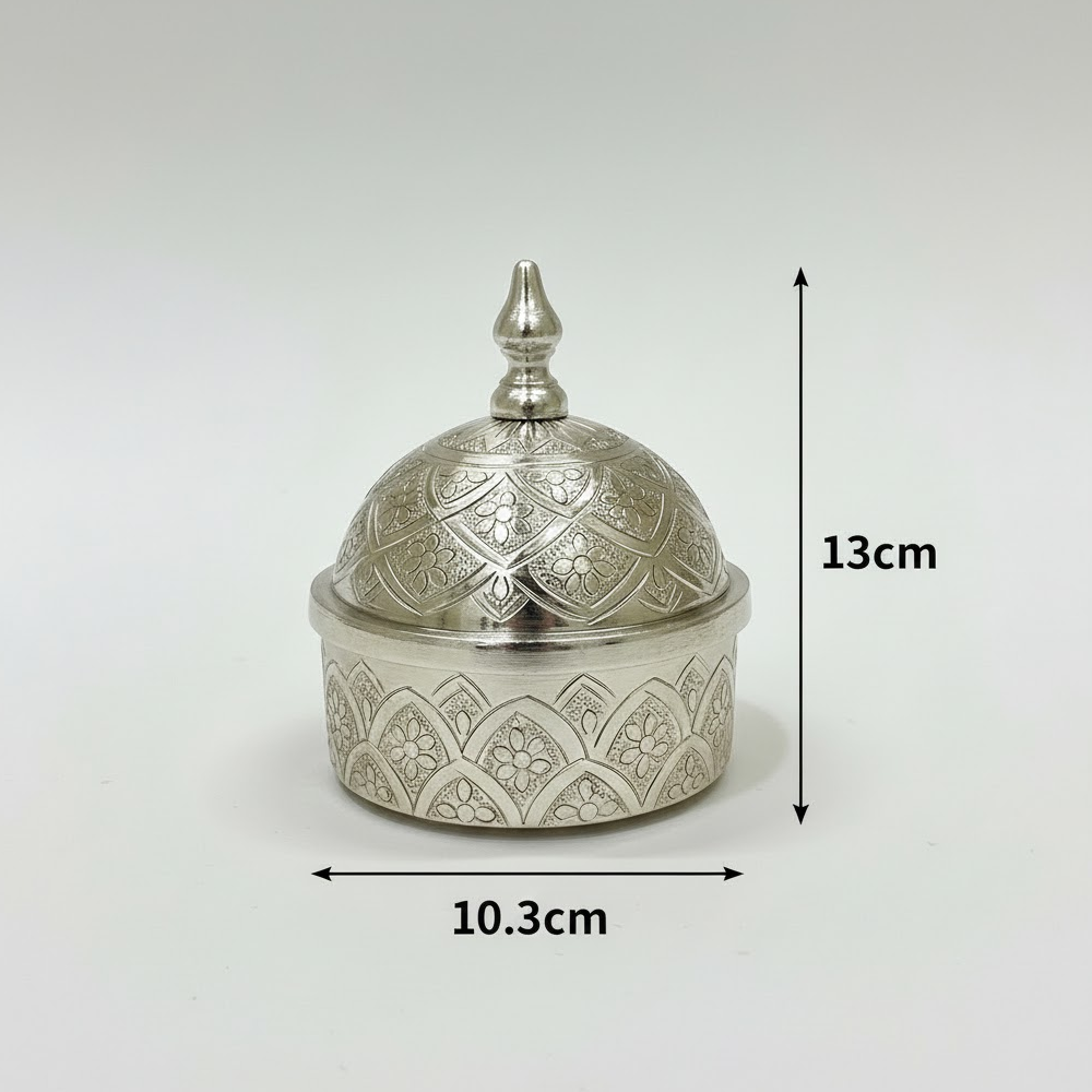 وعاء تمر معدني فاخر مزخرف