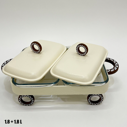 سخان طعام زجاجي مزدوج 1.8 + 1.8 لتر