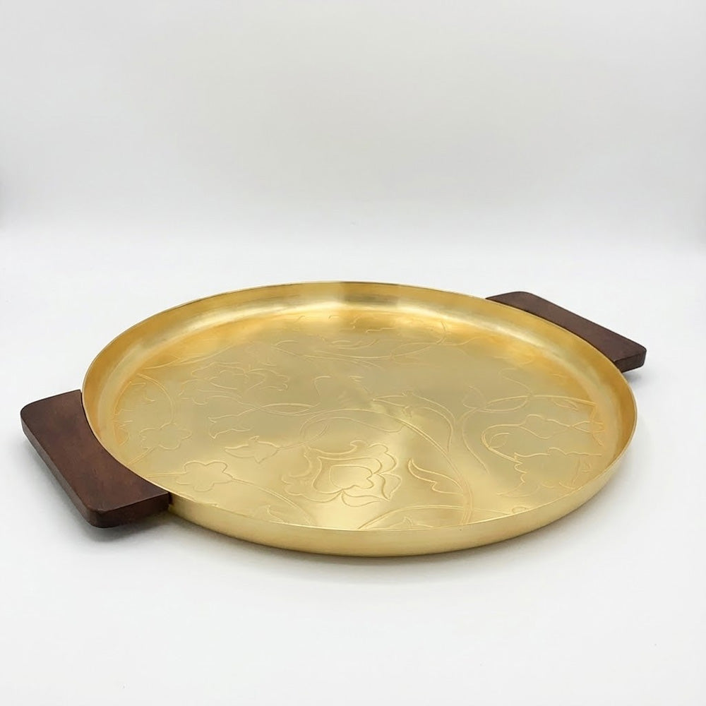 صينية تقديم بمقبض خشبية